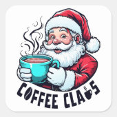 Koffie Claus Sinterklaas Heet Teal Mok Vierkante Sticker (Voorkant)