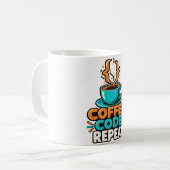 Koffie Code Herhaal Programmeur Humor Koffiemok (Voorkant links)