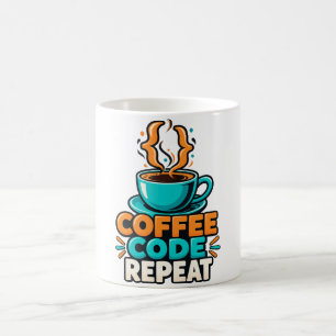 Koffie Code Herhaal Programmeur Humor Koffiemok
