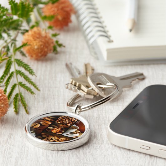 Koffie Collage 2 Sleutelhanger (Zijkant)