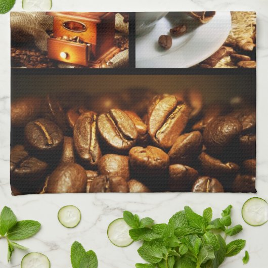 Koffie Collage 2 Theedoek (Gevouwen)