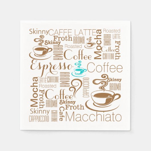 Koffie collage blauw bruin servetten (Voorkant)