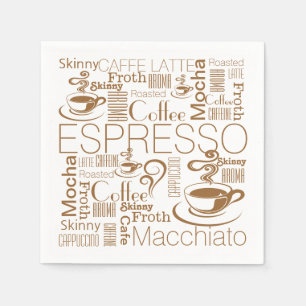 Koffie collage patroon bruin wit servetten