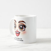 Koffie & complimenten, prachtige ogen grappig gezi koffiemok (Voorkant links)