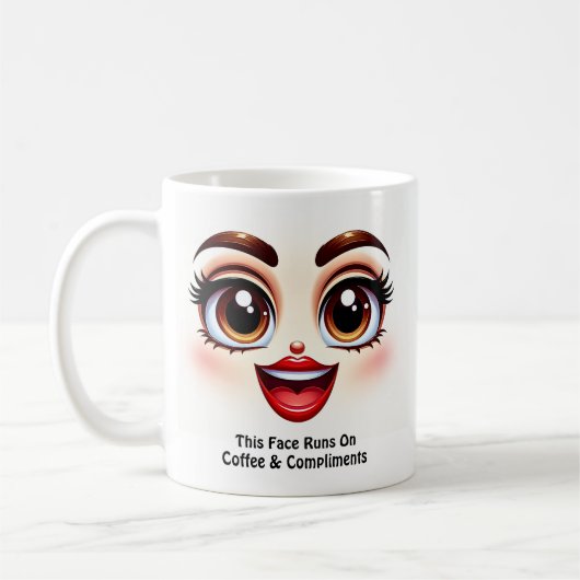 Koffie & complimenten, prachtige ogen grappig gezi koffiemok (Links)