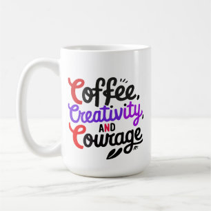 "Koffie Creativiteit Moed Typografie Mok Design"
