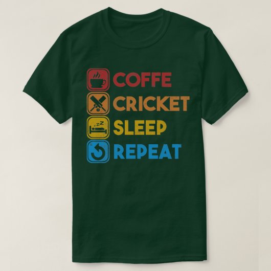Koffie cricket Sleep  cricketontwerp herhalen T-shirt (Design voorkant)