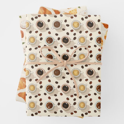 Koffie Croissant Cheese Frankrijk Inpakpapier Vel (In situ)