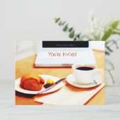 Koffie, croissant & computer Je bent uitgenodigd Kaart (Staand voorkant)
