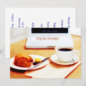 Koffie, croissant & computer Je bent uitgenodigd Kaart (Voorkant / Achterkant)