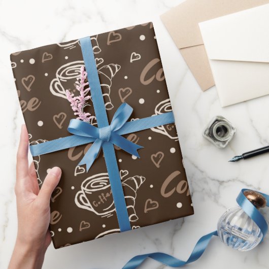 Koffie & Croissant Liefde Cadeaupapier (Geschenken)