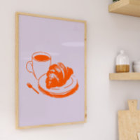 Koffie Croissant Parijs Café Lavendel Oranje Kunst