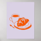 Koffie Croissant Parijse Cafe Lavendel Sinaasappel Poster (Voorkant)