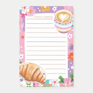 Koffie Croissant Schattig Paarse Bloemen Bloemig M Post-it® Notes