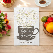 Koffie Cup Bruin Glitter Hart Keuken Handdoek