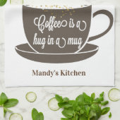 Koffie Cup Bruin Glitter Hart Keuken Handdoek (Gevouwen)