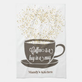 Koffie Cup Bruin Glitter Hart Keuken Handdoek (Verticaal)