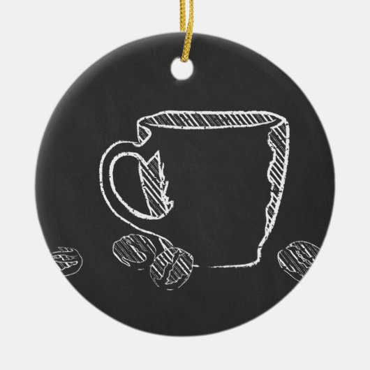 KOFFIE CUP CHALK KERAMISCH ORNAMENT (Voorkant)