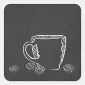 KOFFIE CUP CHALK VIERKANTE STICKER (Voorkant)
