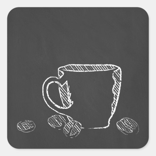 KOFFIE CUP CHALK VIERKANTE STICKER (Voorkant)