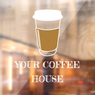 Koffie Cup Illustratie Etsen koffie bedrijf Raamsticker