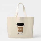 Koffie Cup Illustratie schattig Grote Tote Bag (Achterkant)