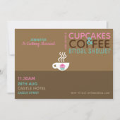 KOFFIE CUPCAKT Bridal Shower Invitation Pink Choc Kaart (Voorkant)