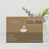 KOFFIE CUPCAKT Bridal Shower Invitation Pink Choc Kaart (Staand voorkant)
