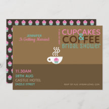 KOFFIE CUPCAKT Bridal Shower Invitation Pink Choc