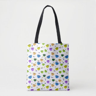 KOFFIE CUPS & POLKA DOTS CANVAS TAS