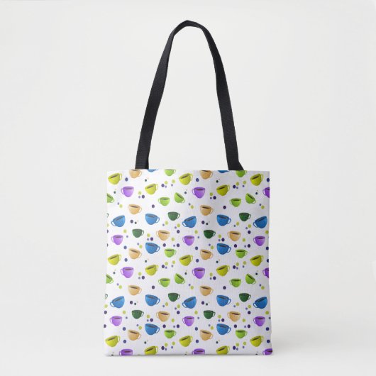 KOFFIE CUPS & POLKA DOTS CANVAS TAS (Voorkant)