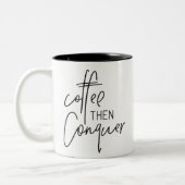 KOFFIE DAN VEROVEREN moderne chique handlettered z Tweekleurige Koffiemok (Links)
