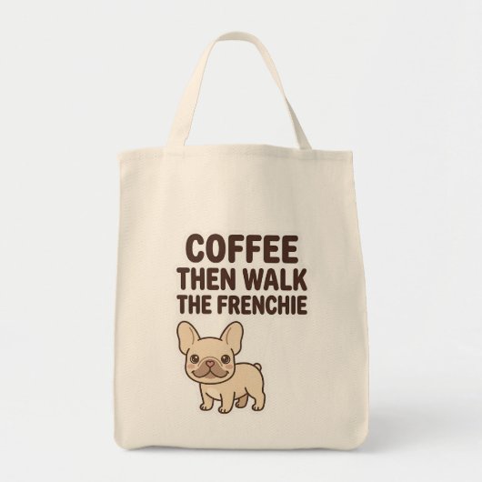 Koffie Dan Wandelen De Franse Grappige Ontwerp Tote Bag (Voorkant)
