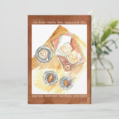 Koffie Datum Uitnodiging Gebak Snoep Voedsel (Staand voorkant)