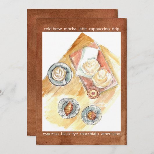 Koffie Datum Uitnodiging Gebak Snoep Voedsel (Voorkant / Achterkant)