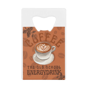 Koffie De Drink Oude School voor Energie Creditkaart Flessenopener