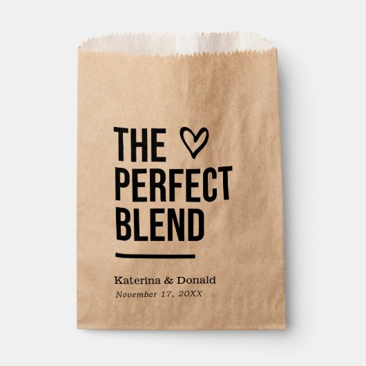 Koffie de perfecte blend bruiloft voor de voordeur bedankzakje (Voorkant)