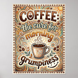 koffie de remedie tegen ochtendgrumpiness poster