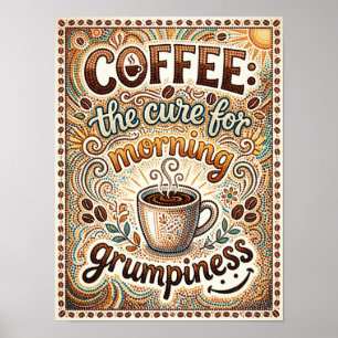 koffie de remedie tegen ochtendgrumpiness poster