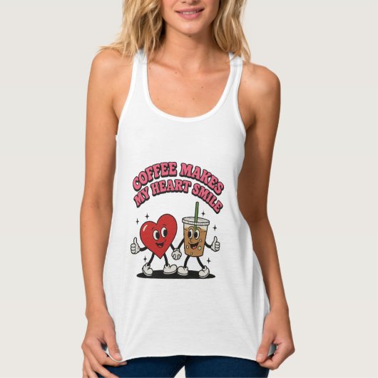 Koffie doet mijn hart glimlachen tanktop (Voorkant)