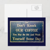 Koffie  donkerblauw briefkaart (Voorkant / Achterkant)