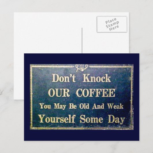 Koffie  donkerblauw briefkaart (Voorkant / Achterkant)