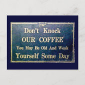 Koffie  donkerblauw briefkaart (Voorkant)