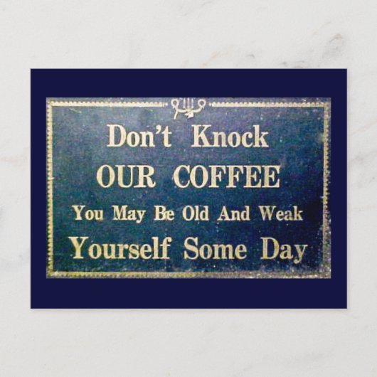 Koffie  donkerblauw briefkaart (Voorkant)