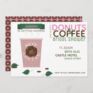 KOFFIE DONUTS Bridal Shower Invitation roze Green Kaart