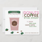 KOFFIE DONUTS Bruiloft Uitnodiging Roze Groen (Voorkant)
