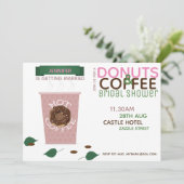 KOFFIE DONUTS Bruiloft Uitnodiging Roze Groen (Staand voorkant)