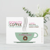 KOFFIE DONUTS Bruiloft Uitnodiging Roze Turquoise (Staand voorkant)