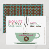 KOFFIE DONUTS Bruiloft Uitnodiging Roze Turquoise (Voorkant / Achterkant)