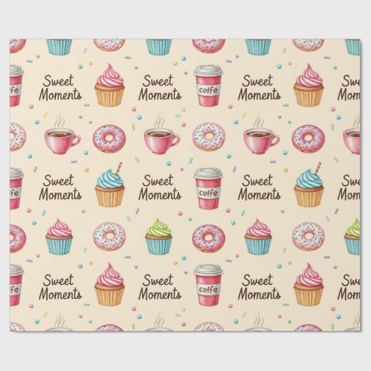 Koffie, donuts en cupcakes van Natasha Us Cadeaupapier (Vlak)